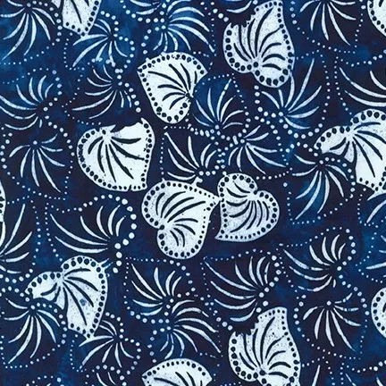 Robert Kaufman Artisan Batiks Kasuri Navy Leaves Fabric ONLINE PURCHASE ONLY