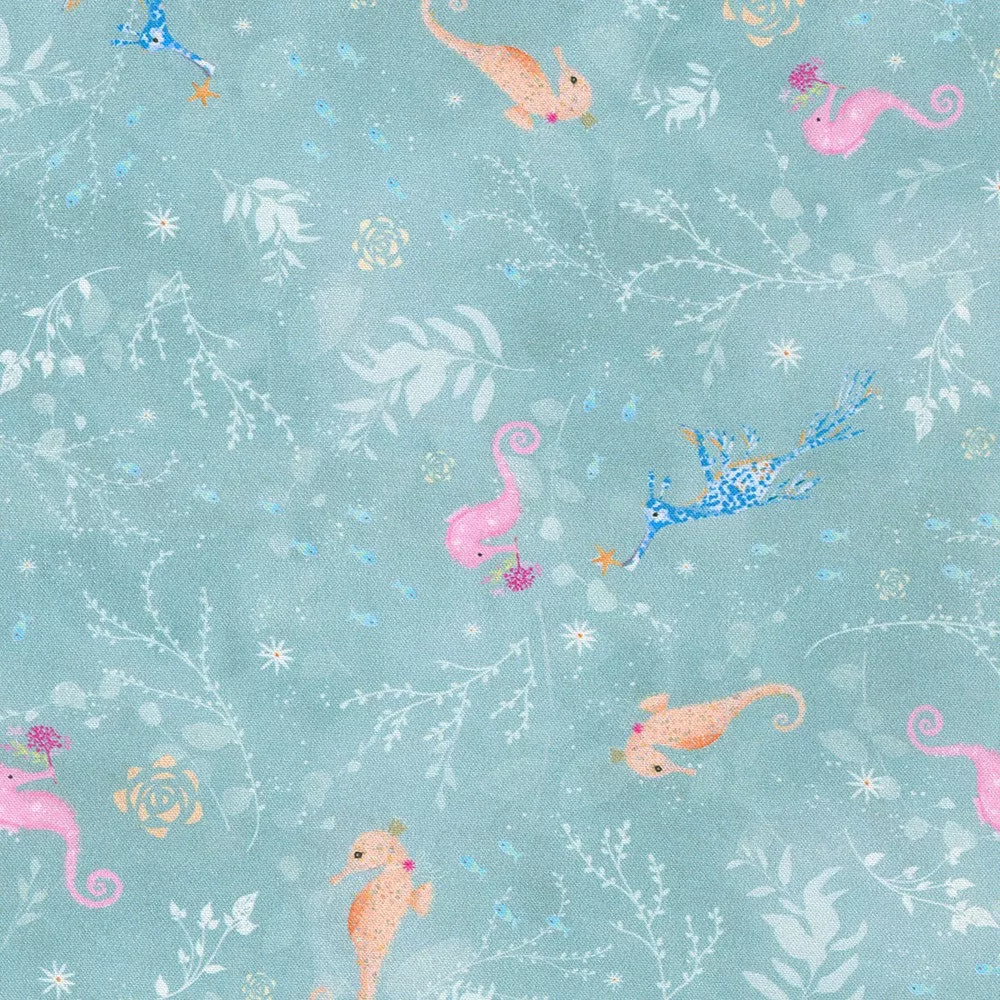 Robert Kaufman Marine Delights Sea Life Coastal Fog Fabric ONLINE PURCHASE ONLY