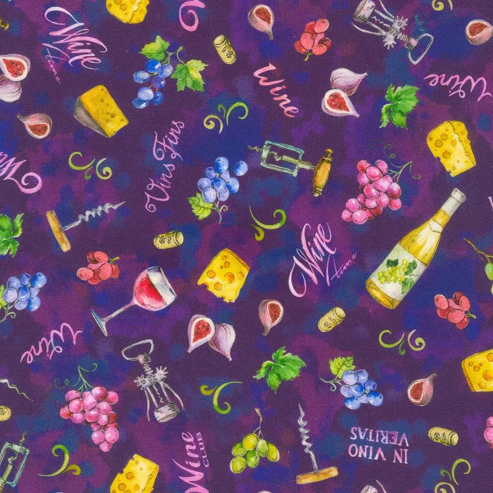 Robert Kaufman Wine Club Grape Fabric ONLINE PURCHASE ONLY