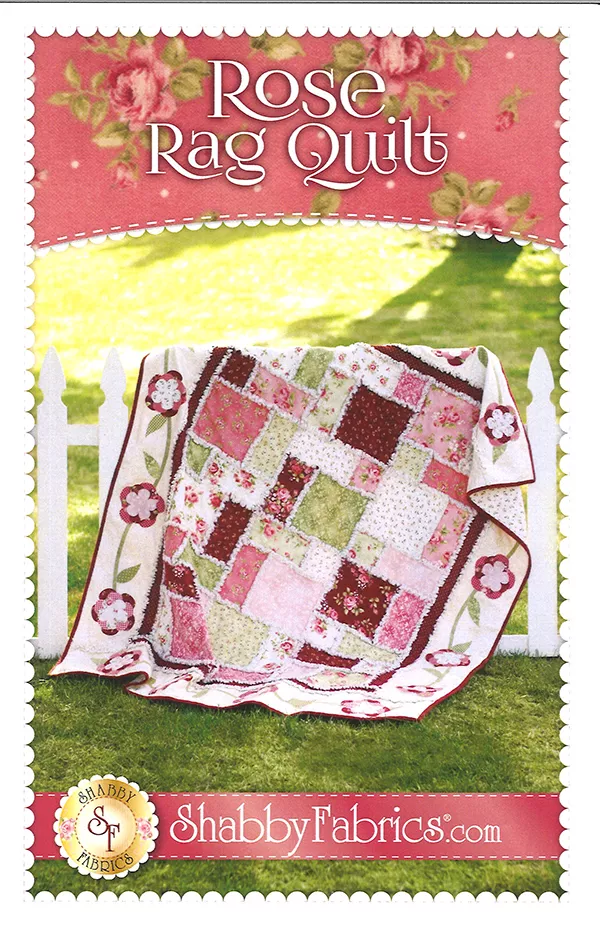 Rose Rag Quilt pattern by Shabby Fabrics 55 inch x 67 inch ^