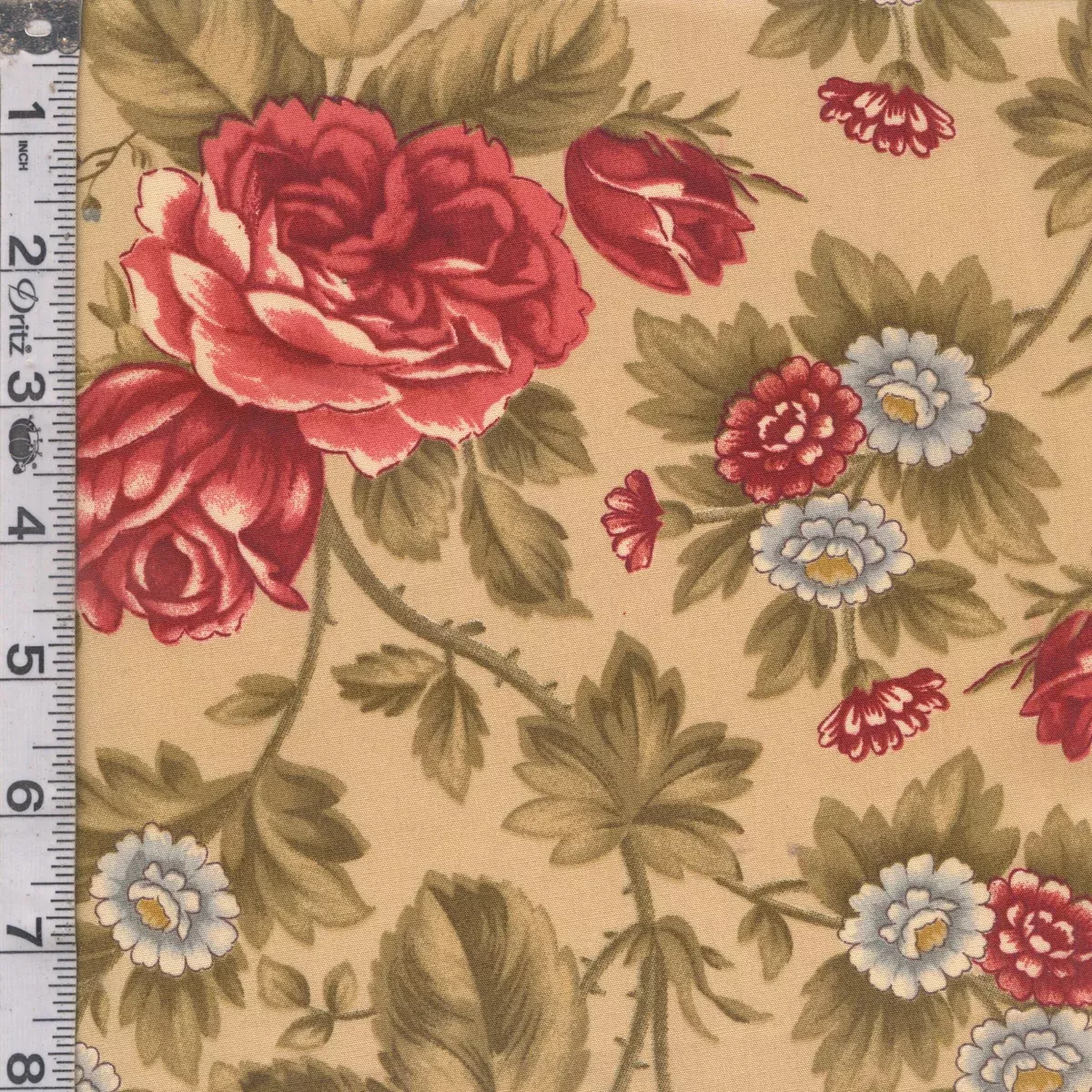 Rosewood 108" Wide - Florals Dark Cream