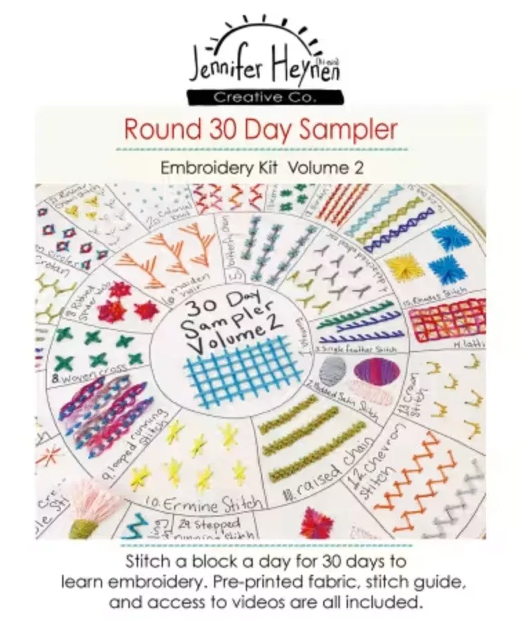 Round 30 Day Sampler Embroidery Class Volume 2
