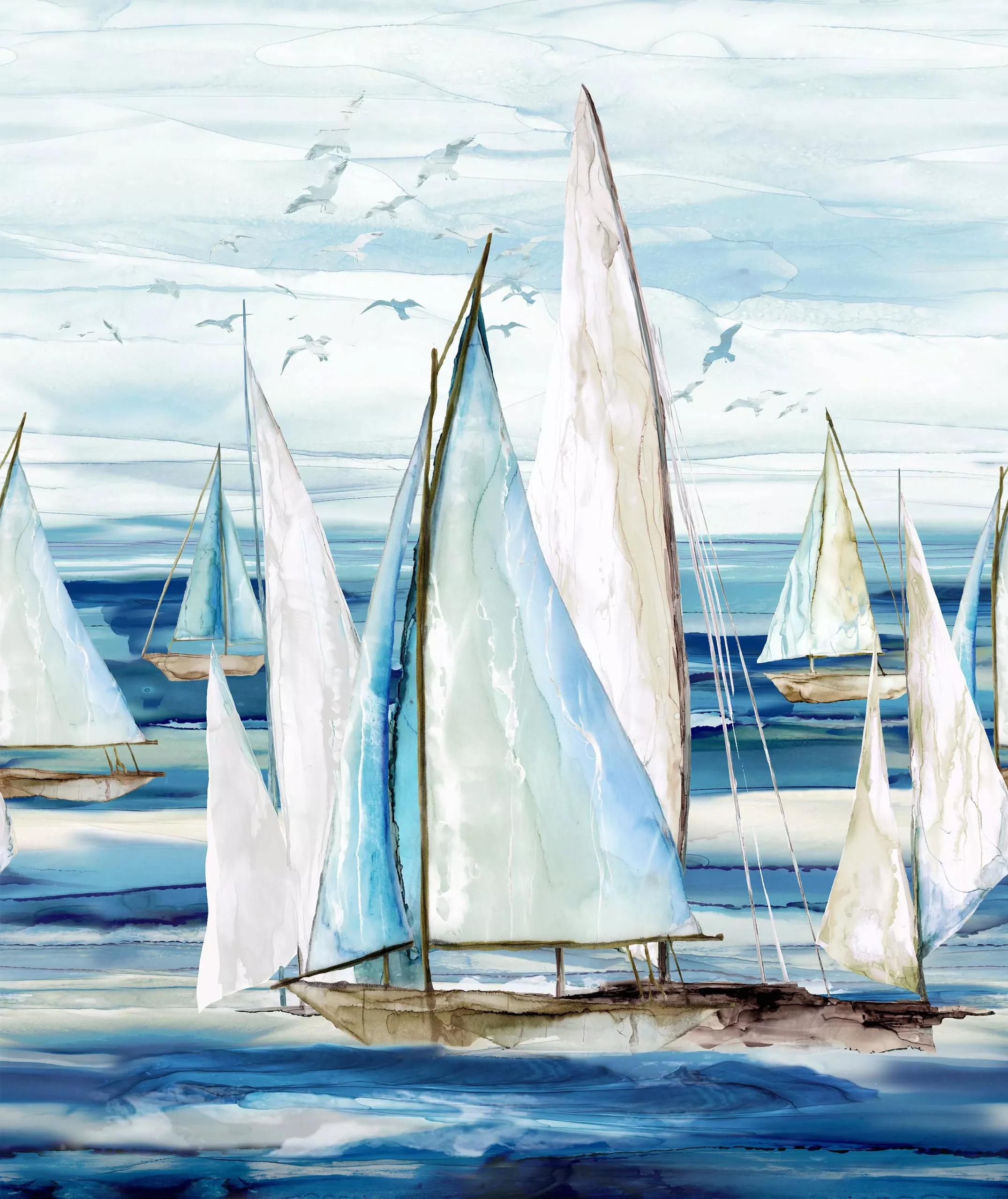 Sail Away : Indigo Multi Border Boats - #DP24160-44 - Melanie Samra & Deborah Edwards