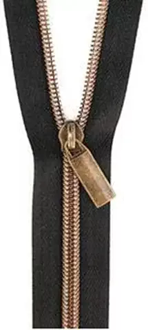 Sallie Tomato - 3 Yard Zipper - Black Tape & Gold Coil #5