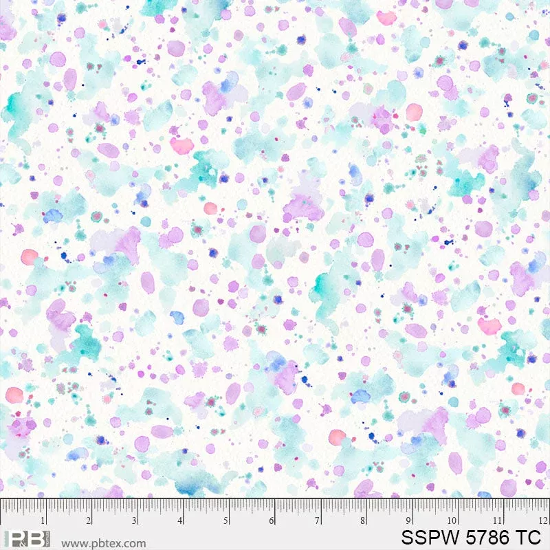 Sally's Speckle 108" - Splatter White Purple Blue | SSPW-05786-TC