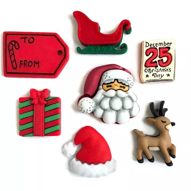 Santa's on His Way Buttons