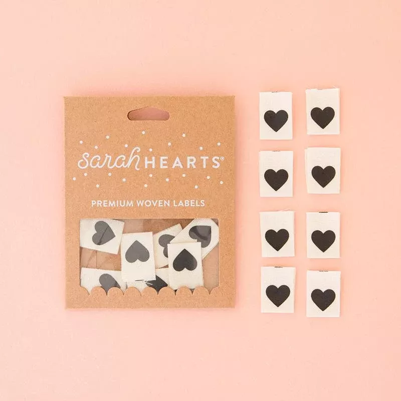 Sarah Hearts | Black Hearts Labels - 8 pack