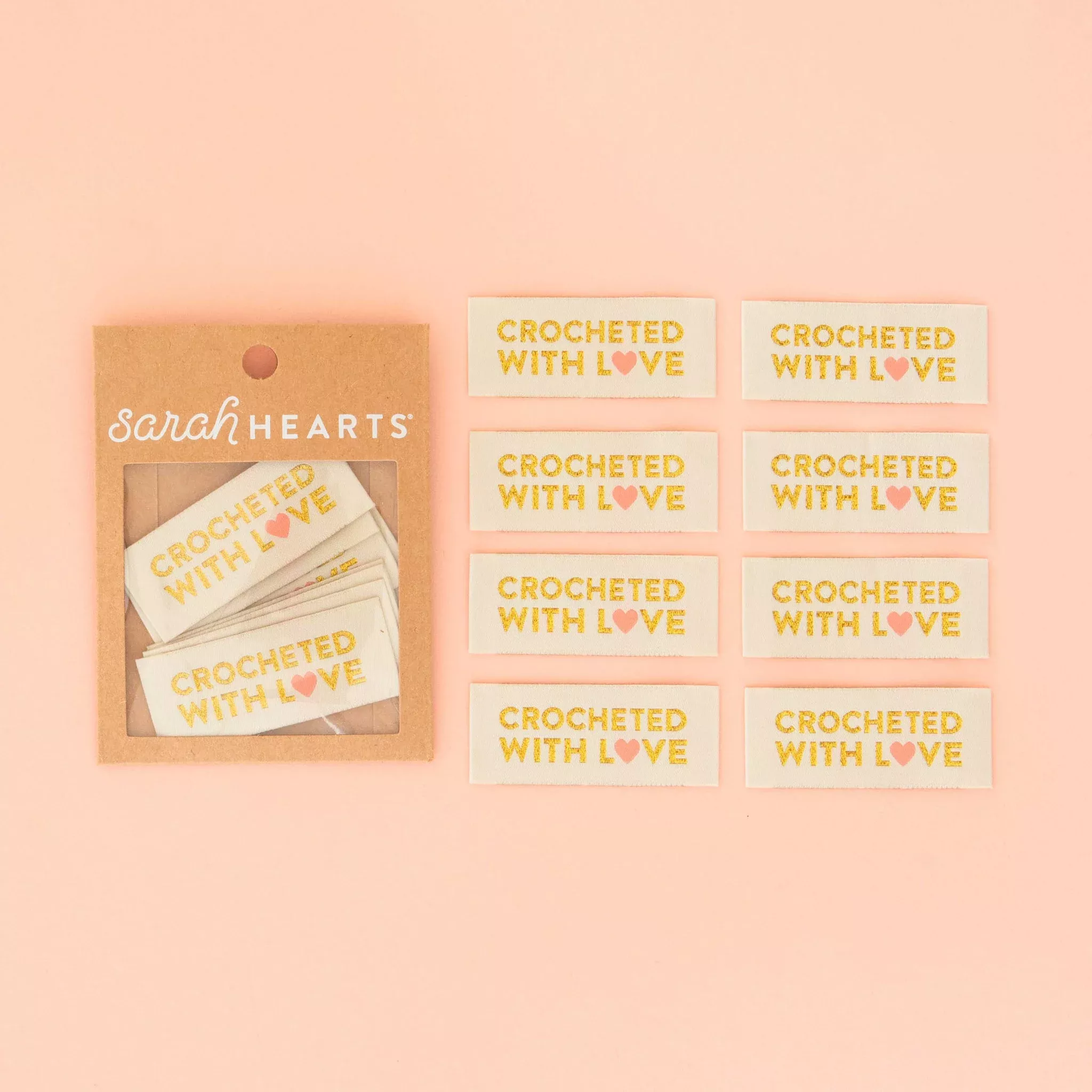 Sarah Hearts | Crocheted with Love Labels - 8 pack