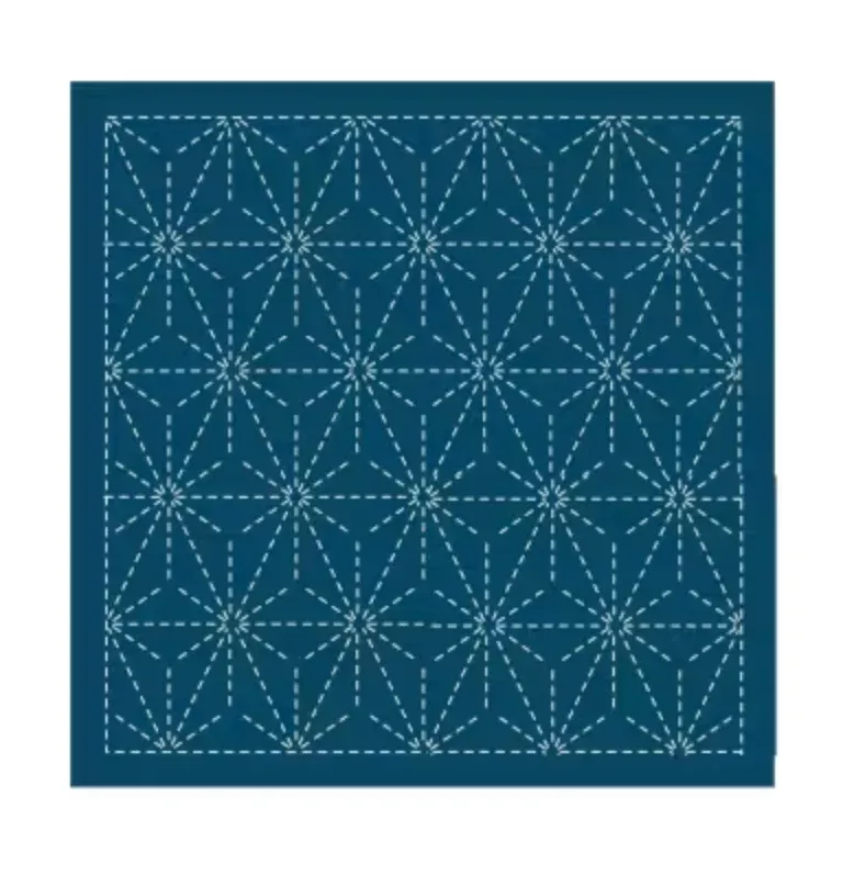 Sashiko sampler Traditional Design Asa-no-ha Navy
