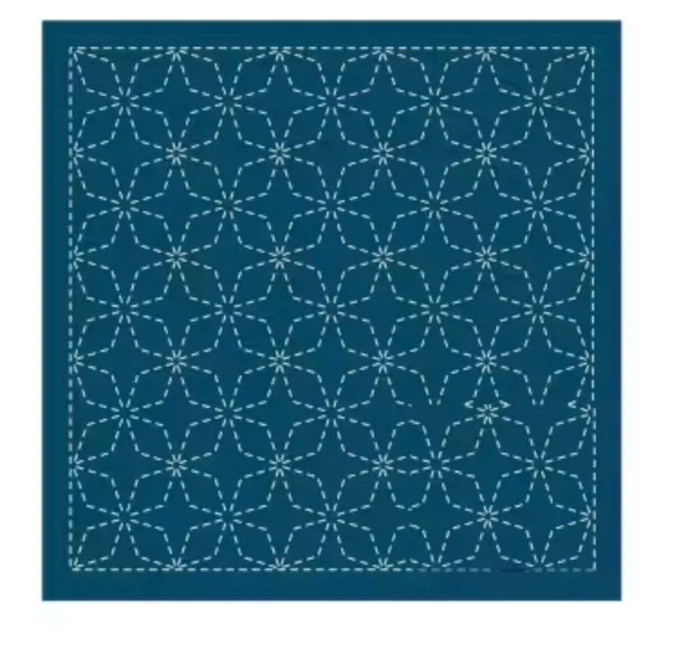 Sashiko sampler Traditional Design Kaku-shippo Navy