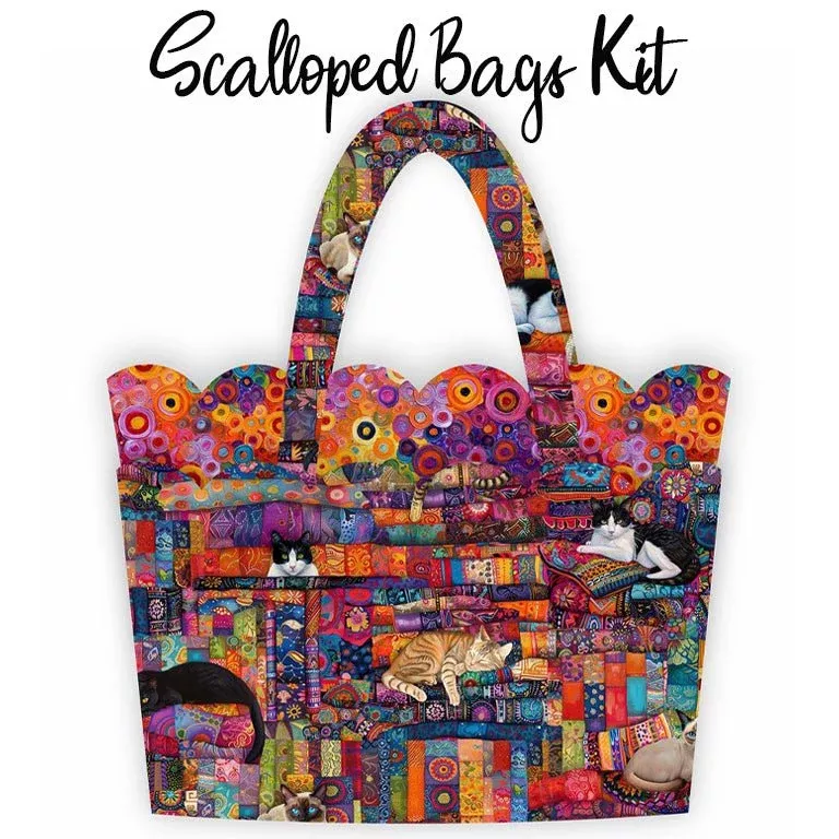 Scalloped Bags Kit with Purrfect Patchwork from Timeless Treasures