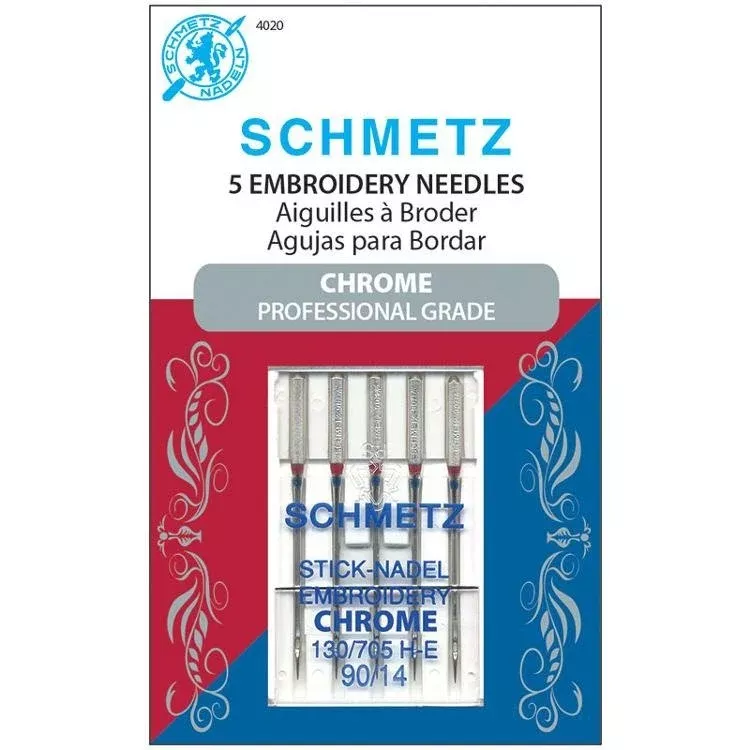 Schmetz Professional Grade Chrome Embroidery Machine Needles 90/14