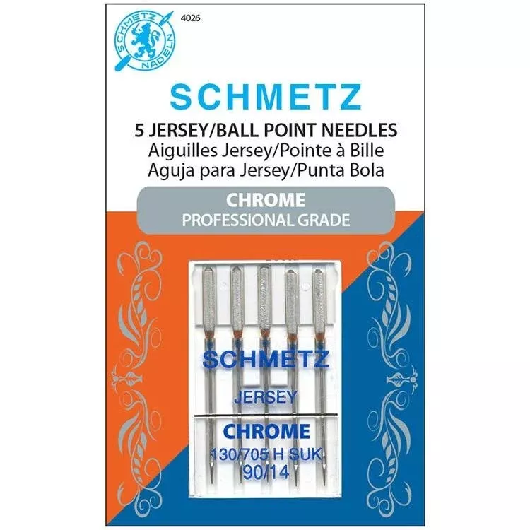 Schmetz Professional Grade Chrome Jersey/Ball Point Machine Needles 90/14