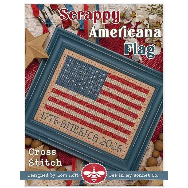Scrappy Americana Flag Cross Stitch Pattern by It's Sew Emma