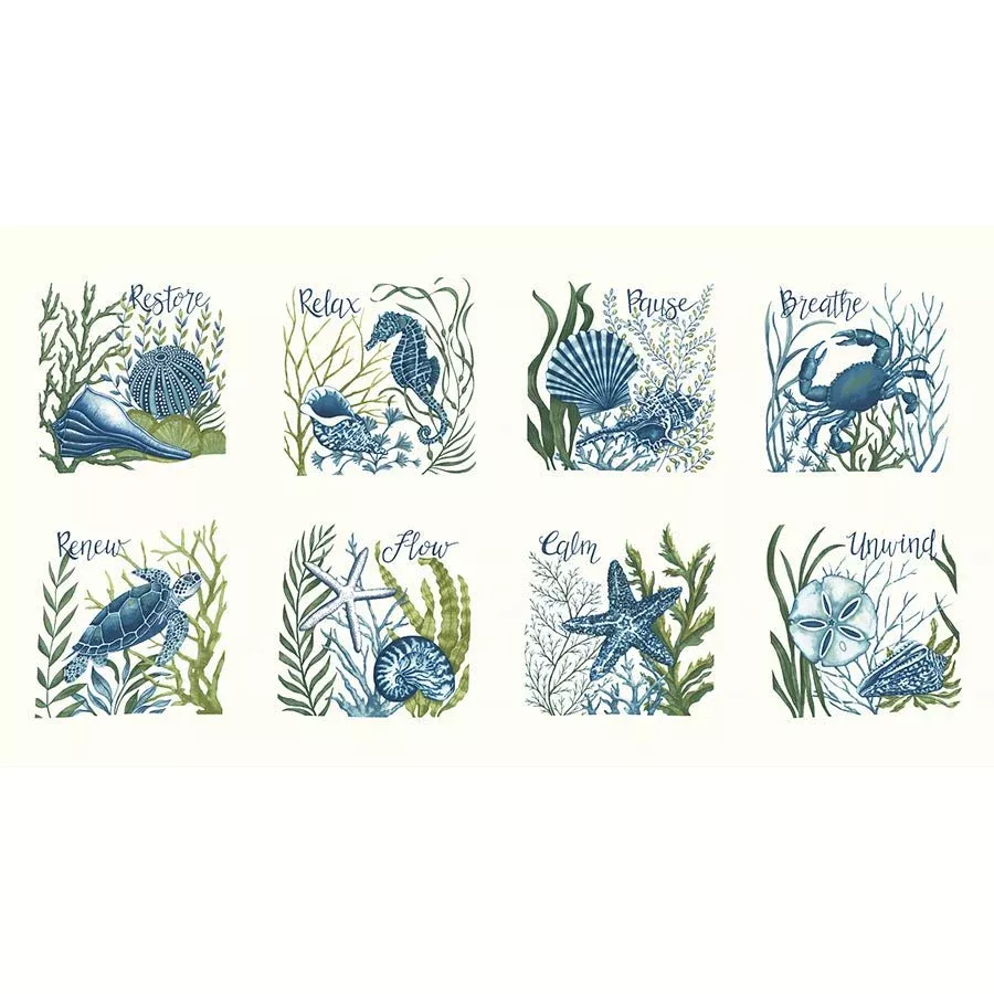 Seaside 24" Coastal Tiles Panel Seafoam White