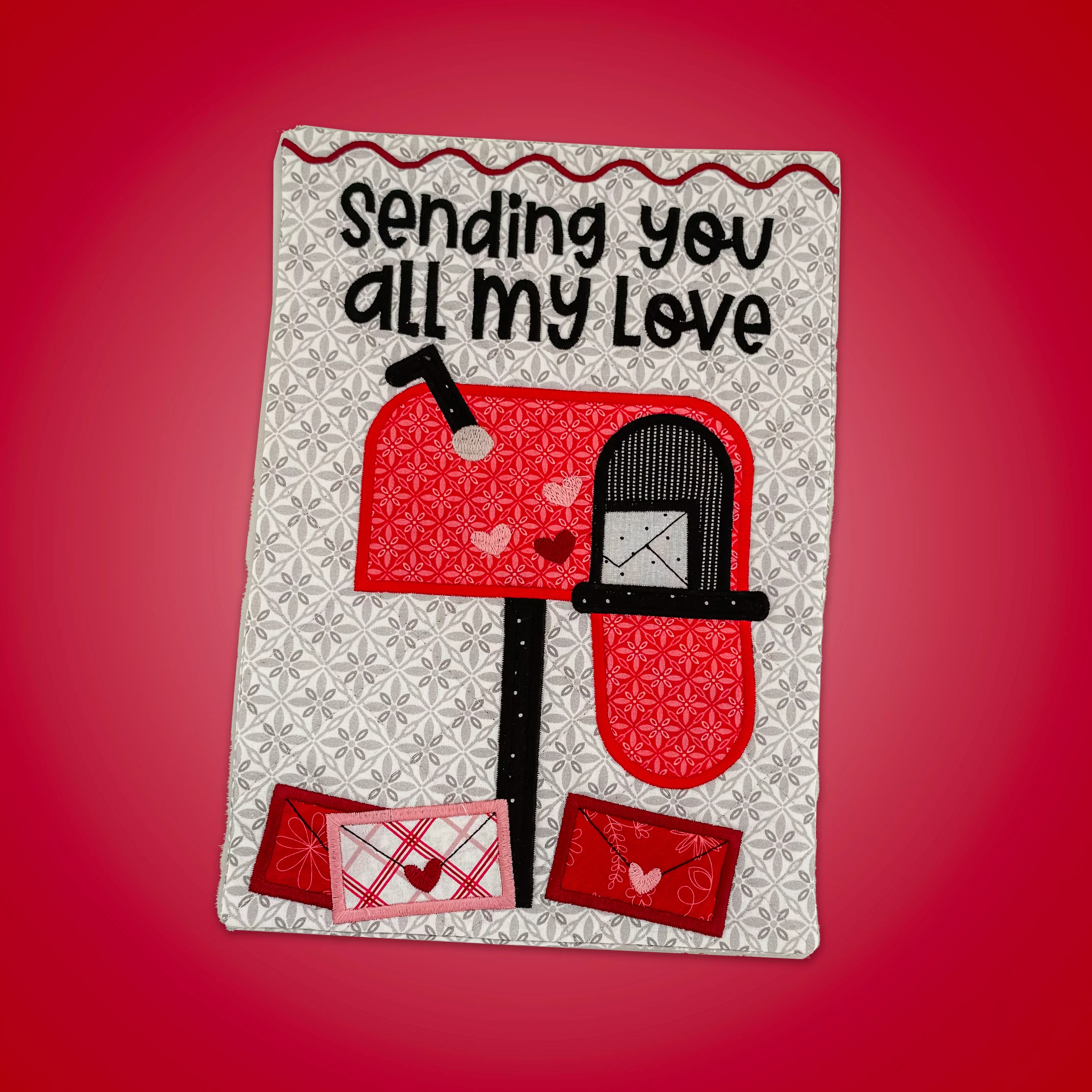 Sending All My Love Valentine Pennant (Downloadable Machine Embroidery Pattern)
