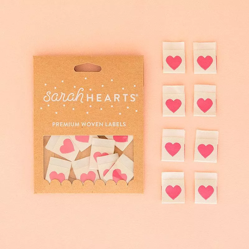 Sew in Labels Pink Heart 8ct