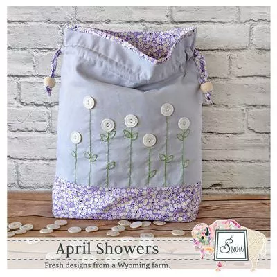 Sewn Wyoming - April Showers Drawstring Bag | Embroidery