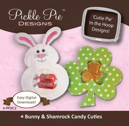 Shamrock & Bunny Candy Cuties Embroidery Design CD ^