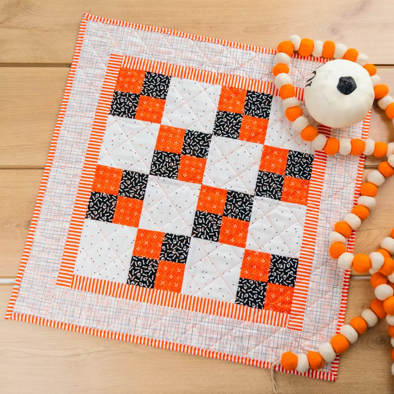 Simple 4-Patch Table Topper Fabric Kit - Halloween