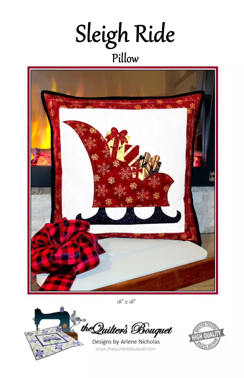 Sleigh Ride Pillow PATTERN - 18" X 18"by Quilter's Bouquet