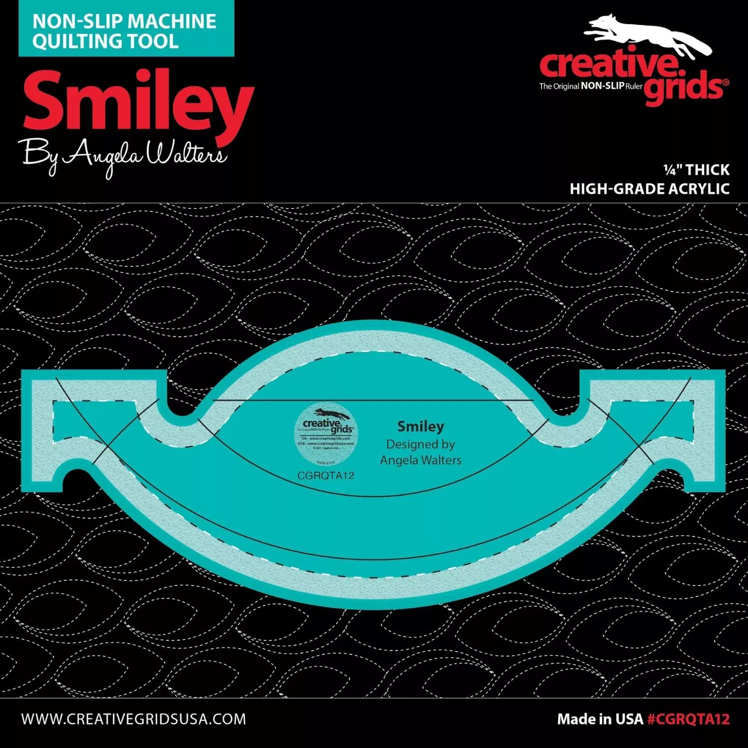 Smiley by Angela Walters - Non-slip Machine Quilting Tool - 1/4" Acrylic
