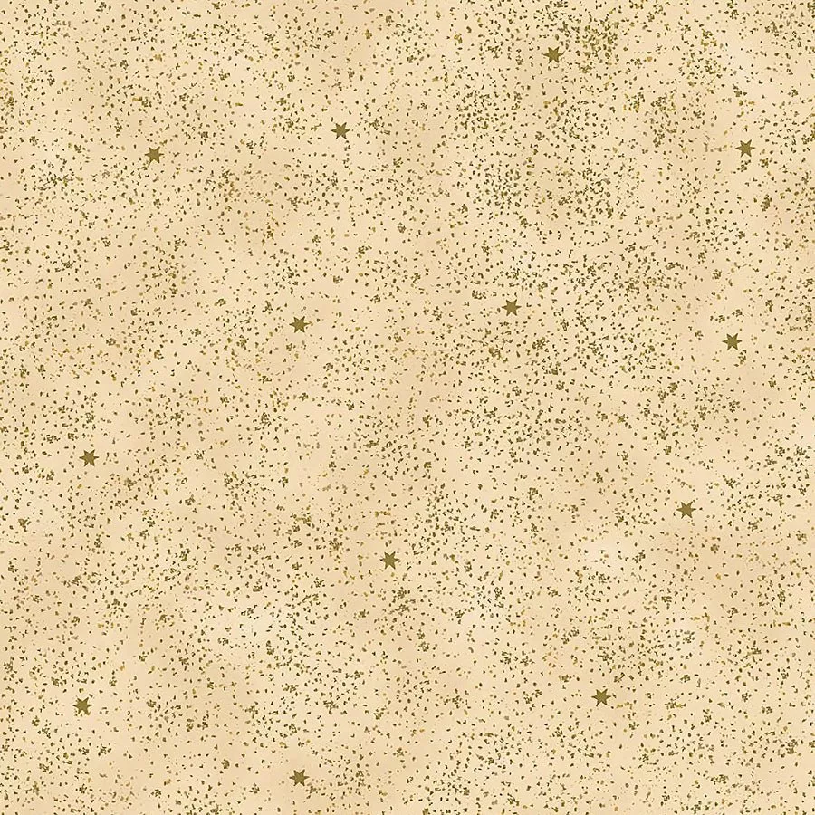 Snow Crystals Small Dots & Stars Beige/Gold Metallic