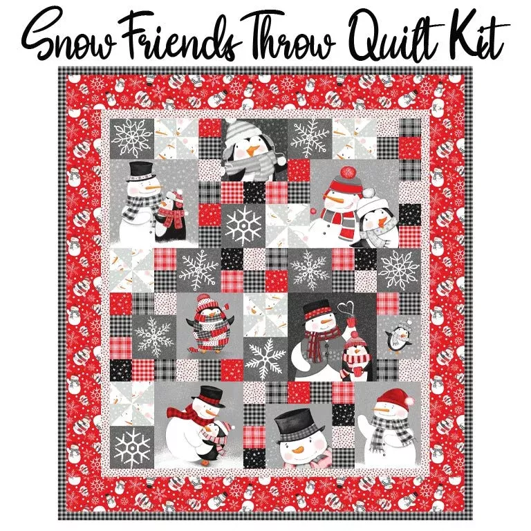 Snow Friends Throw Quilt Kit with The Cool Club Flannel from Studio E