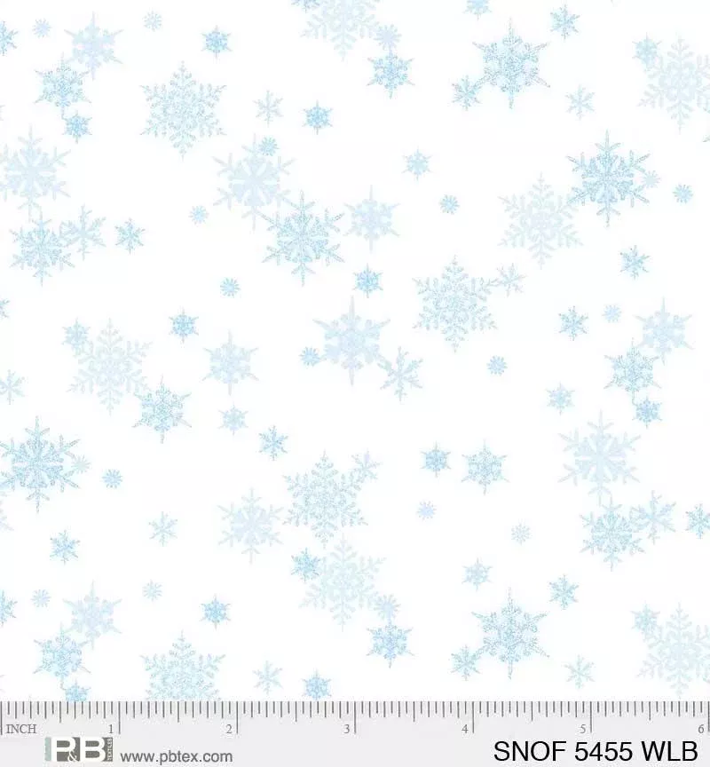 Snowfall - P&B Textiles - Snowflakes White Blue - 5455 WLB