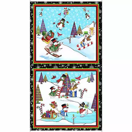 Snowman Follies in Snowman Panel by QT Fabrics 29590 -X