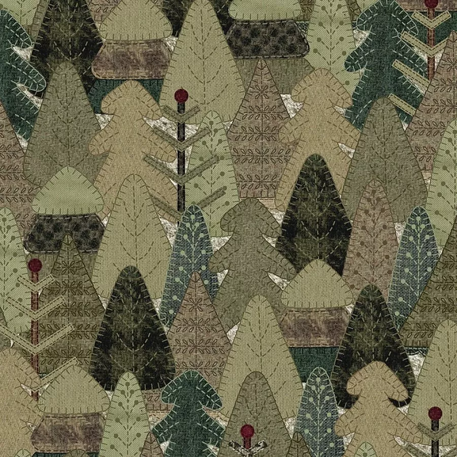Snowy Days & Frosty Nights Woolen Forest Moss – Remnant 34″ × 44″