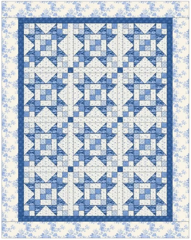 Something Blue Quilt Kit : 68" x 86" Featuring Something Blue Pattern - #718037