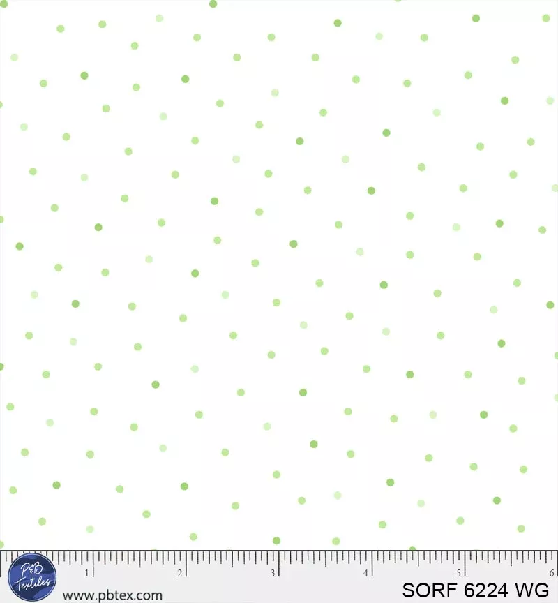Sorbet Flannel - Pin Dots White Green