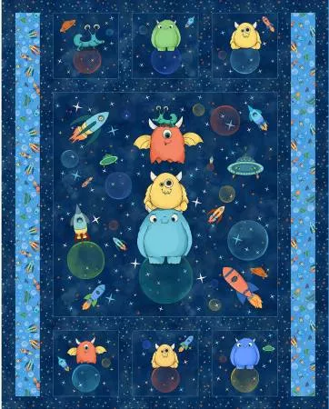 Space Monsters Minky Panel 74