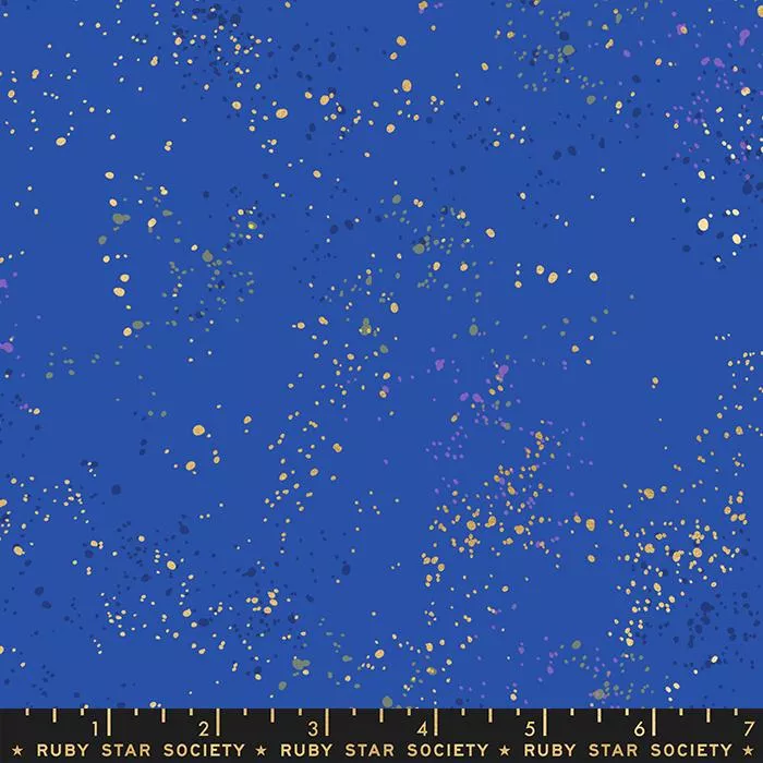 Speckled : Paint Splatter Metallic Blue Ribbon - #RS5027-104M - Rashida Coleman Hale