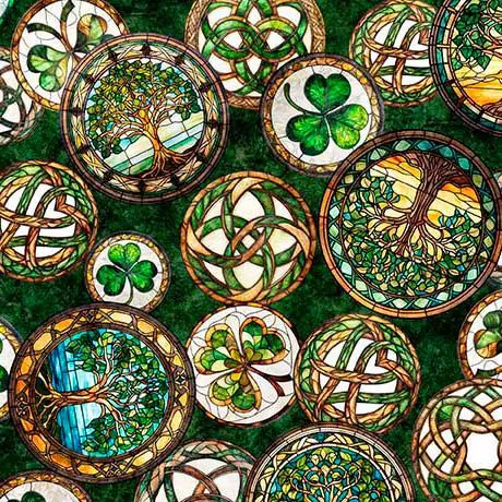 Spirit Of Ireland - QT Fabrics - Celtic Medallions Forest 31653-F