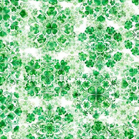 Spirit Of Ireland - QT Fabrics - Shamrock Clusters White 31655-Z