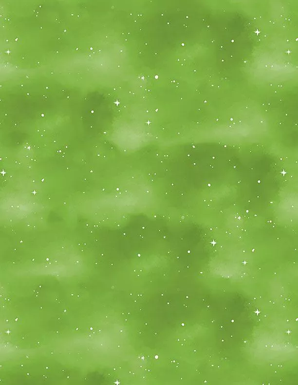 Spooky Tails - Wilmington Prints - 1665-33936-717 - Green Sky & Stars