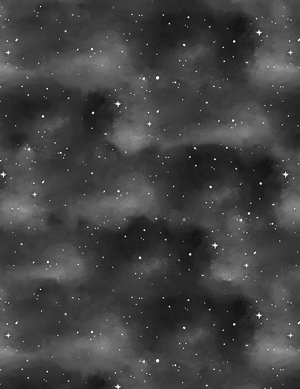 Spooky Tails - Wilmington Prints - 1665-33936-919 - Black Sky & Stars