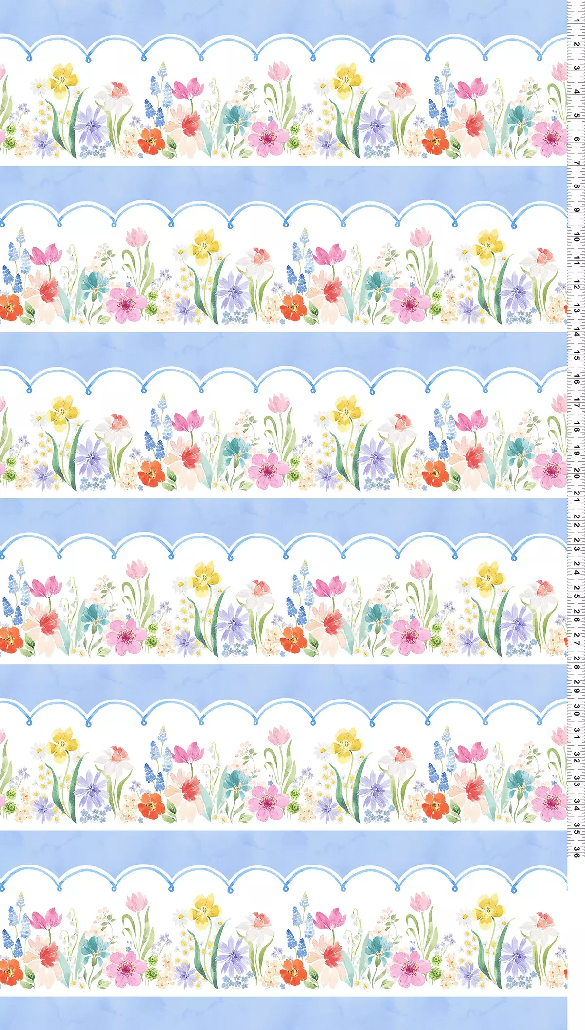 Spring Cheer - Pictorial Stripe Light Denim