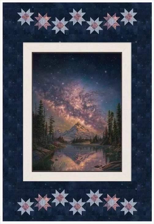 Starlit Night Quilt - SAMPLE - PIECED TOP 34" x 50.25" incl binding