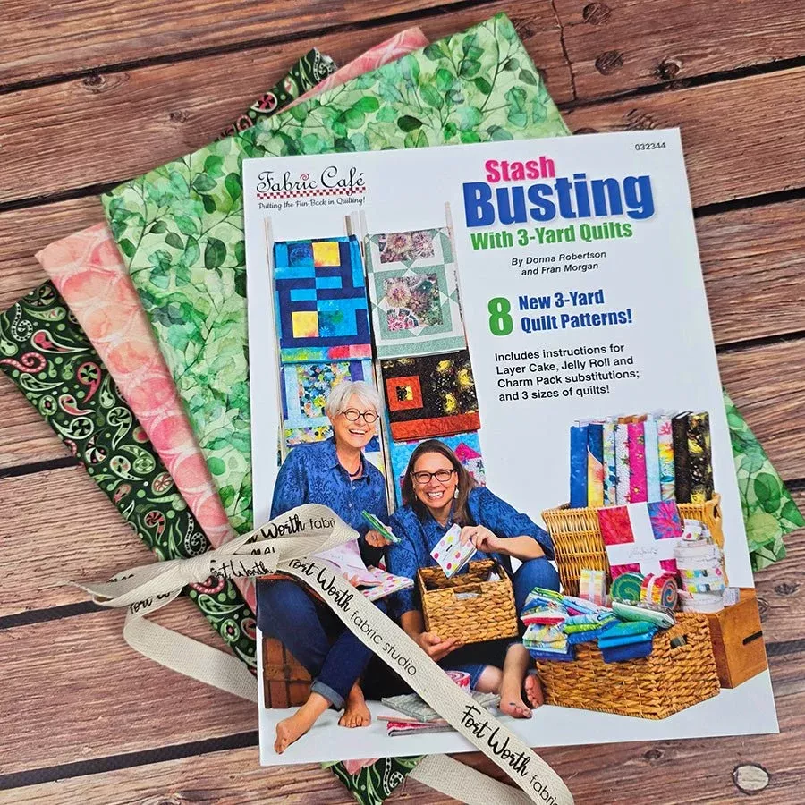 Stash Busting, Made Fun: 3-Yard Quilt Book + 3 Coordinated One-Yard Cuts
