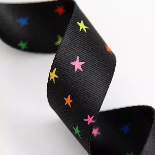 Stitch Supply - Starry Webbing | Vivid Rainbow Black - 1.5"