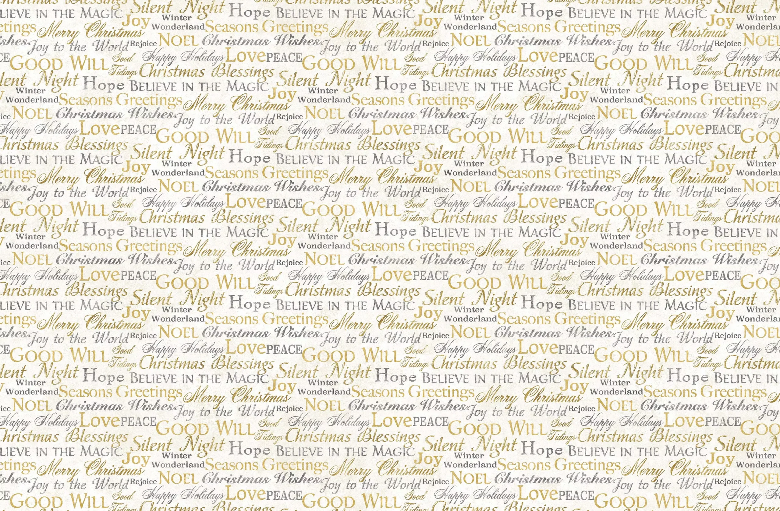 Stonehenge White Christmas : Neutral Gold Words - #24204M-11 - Linda Ludovico