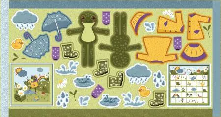 Story Animals Through the Year 36" x 57" Doll Panel - April - #PD19003R-APR