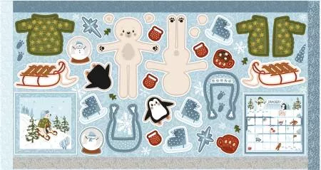 Story Animals Through the Year 36" x 57" Doll Panel - January - #PD19000R-JAN