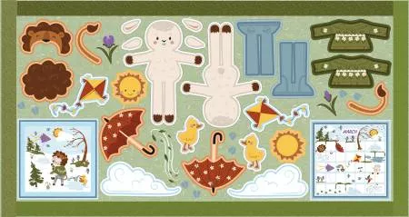 Story Animals Through the Year 36" x 57" Doll Panel - March - #PD19002R-MAR
