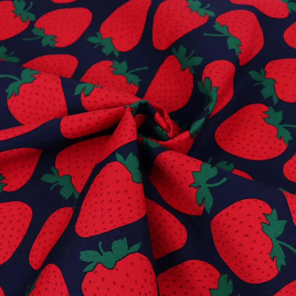Strawberries in Grid (Navy)