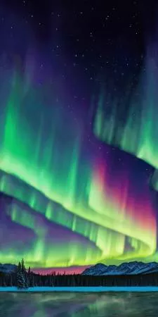 Studio E 108" Cotton Aurora Borealis 8458S-98 Black/Multi