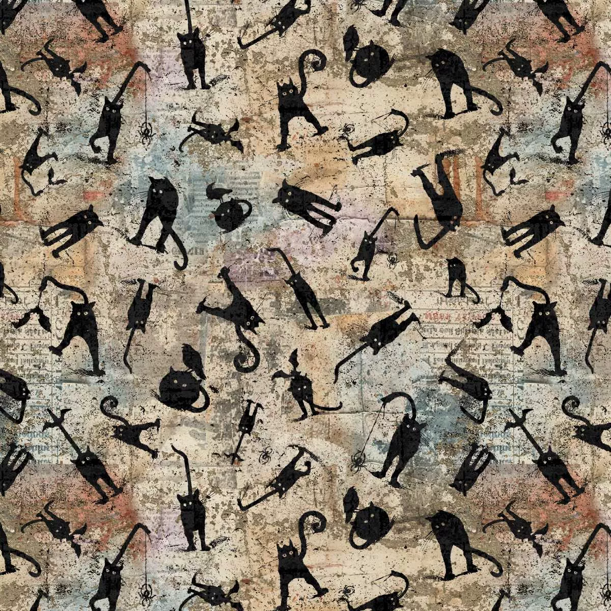 Studio E 42" Cotton Scary Spice Scaredy Cats by: Funny Girl 8824-34 Sepia